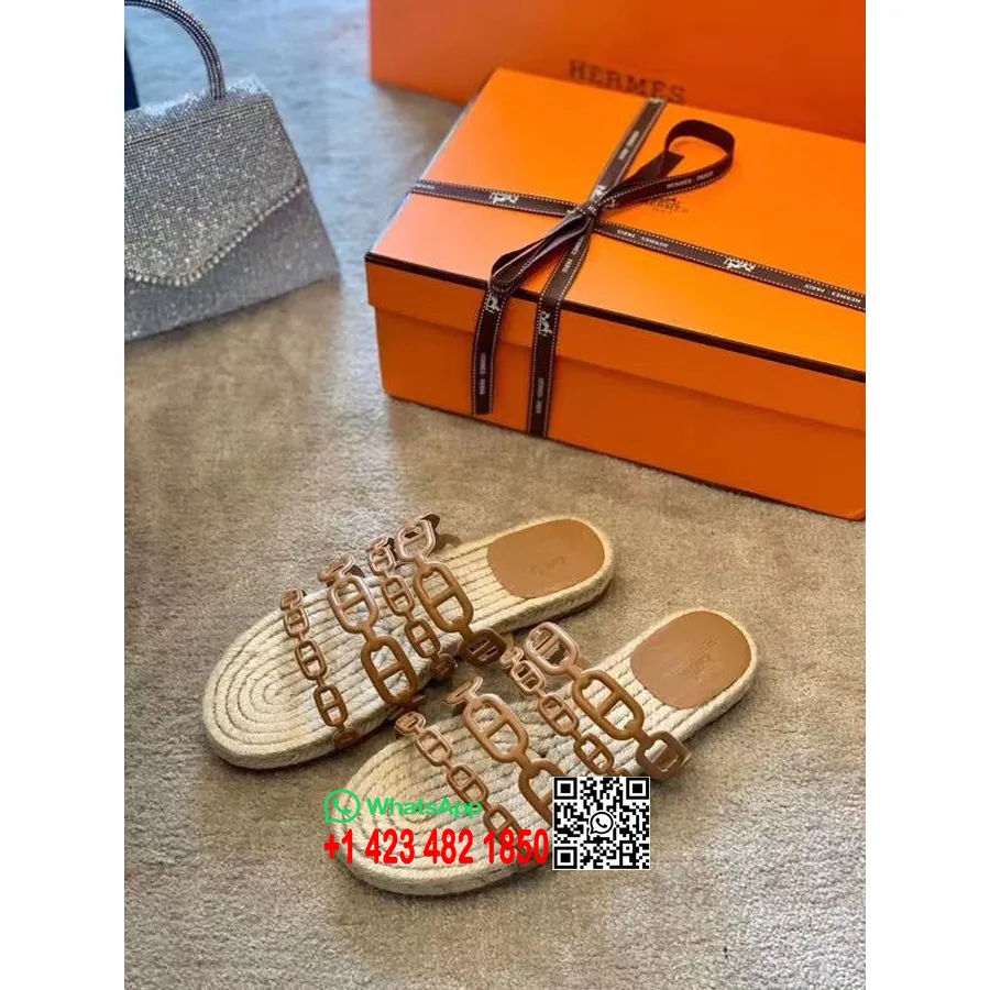 Hermes Ancone Espadryle Ze Skóry Nappa, Kolekcja Wiosna/lato 2020, Złote