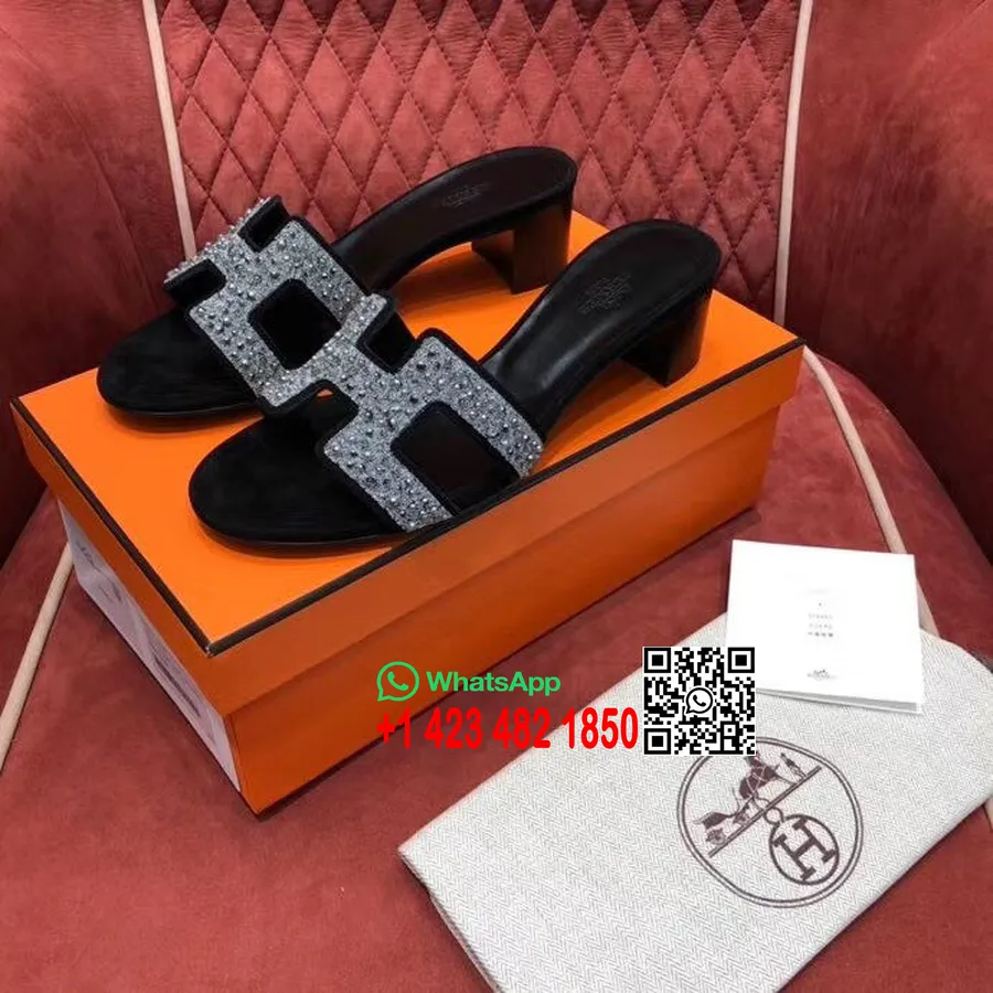 Hermes Crystal Oasis Sandales En Cuir De Chèvre Suédé Collection Printemps/été 2020, Noir