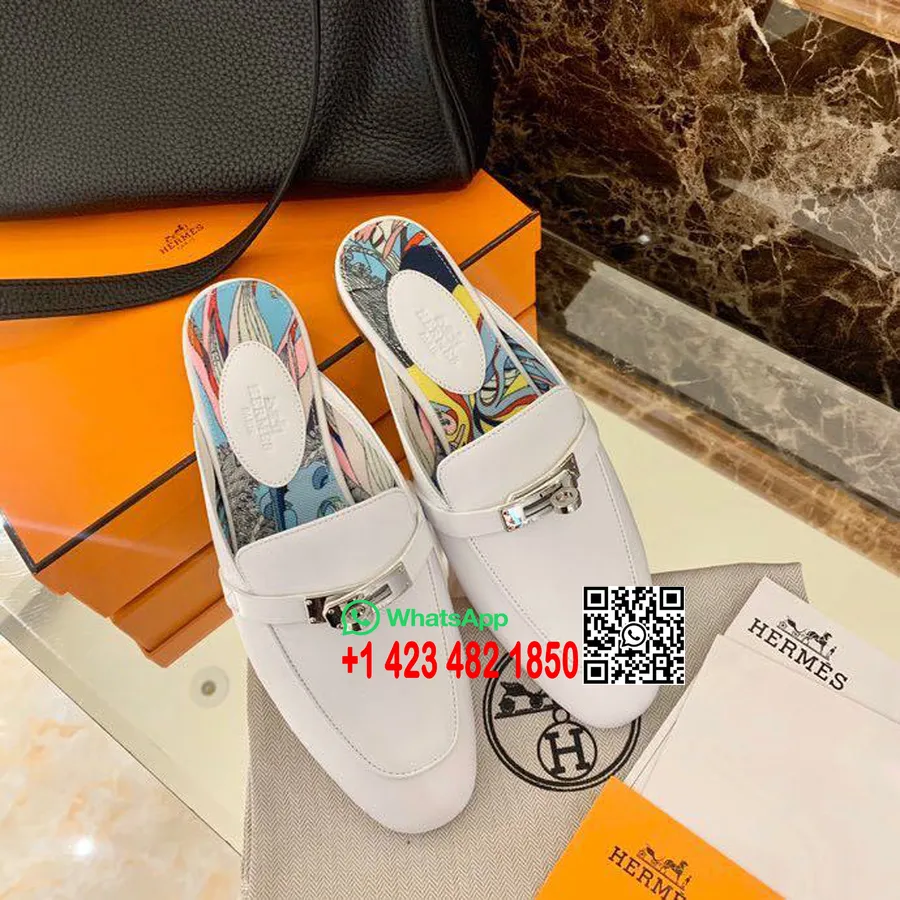 Hermes Oz Kelly Mule Teletina Kolekce Jaro/léto 2020, Blanc