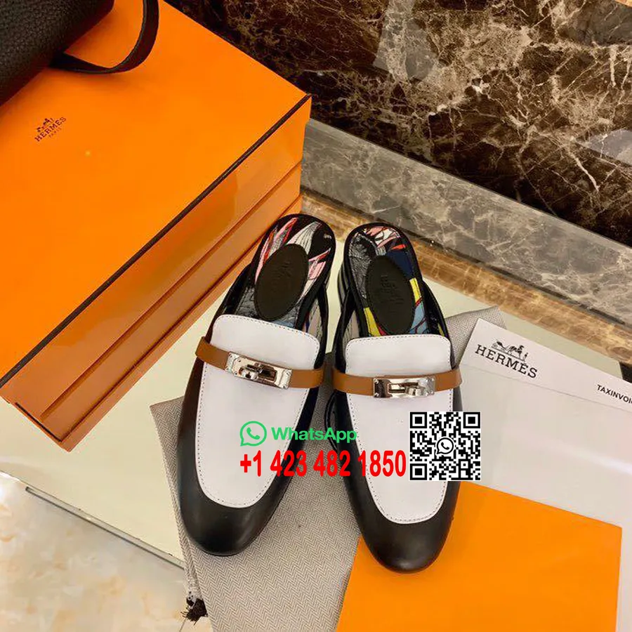 Hermes Oz Kelly Mule Cuir De Veau Collection Printemps/été 2020, Multicolore Jardin Botanique/blanc