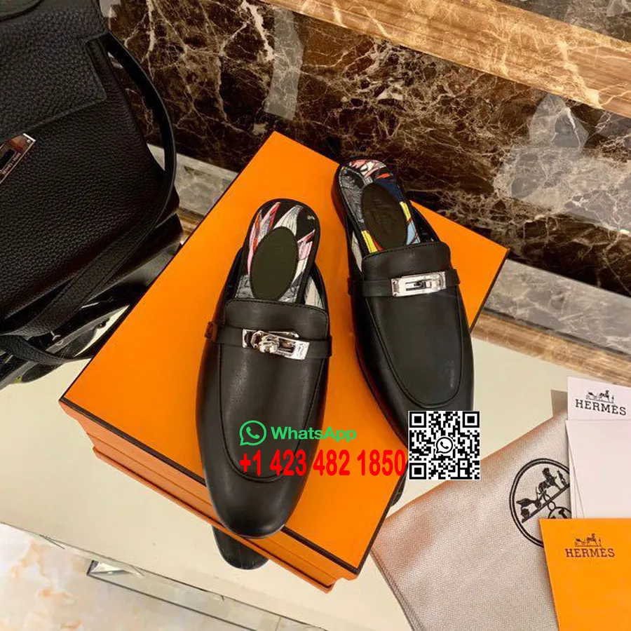 Hermes Oz Kelly Mule Couro De Bezerro Coleção Primavera/verão 2020, Noir