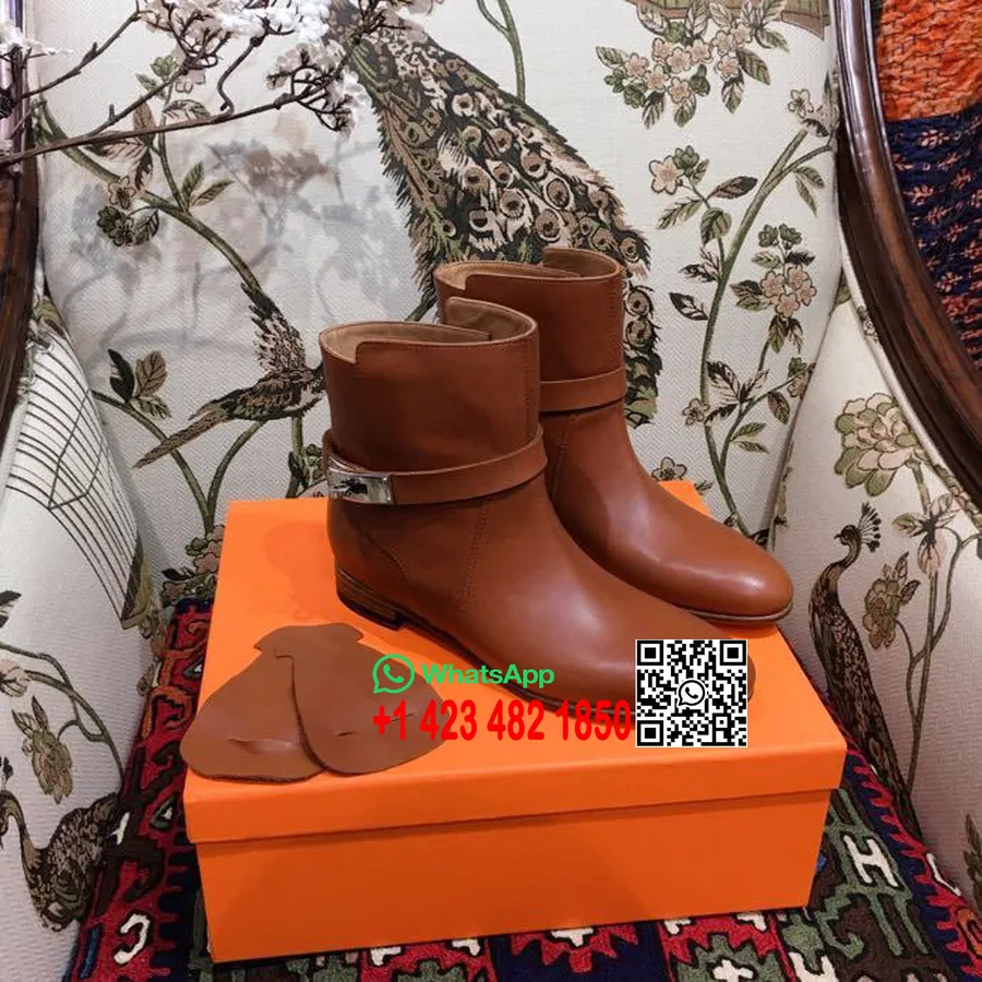 Botins Hermes Neo Em Couro De Bezerro Coleção Outono/inverno 2018, Conhaque