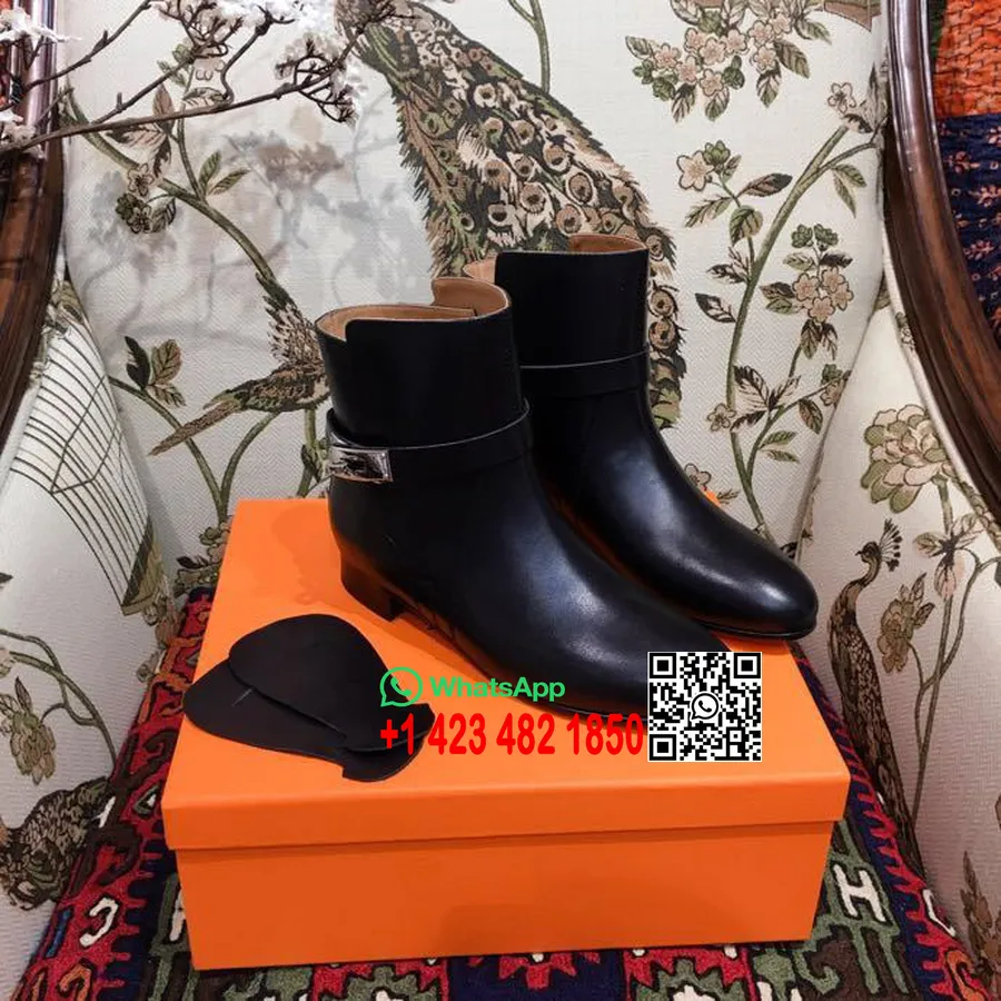 Botins Hermes Neo Em Couro De Bezerro Coleção Outono/inverno 2018, Preto