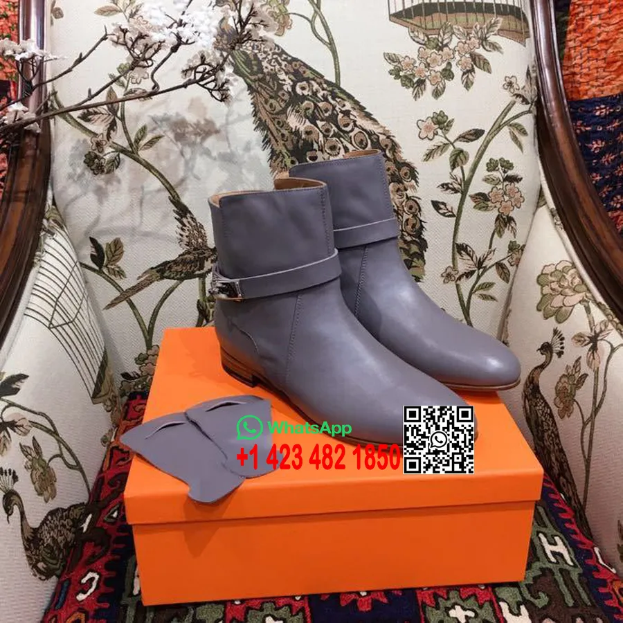 Botins Hermes Neo Em Couro De Bezerro Coleção Outono/inverno 2018, Cinza