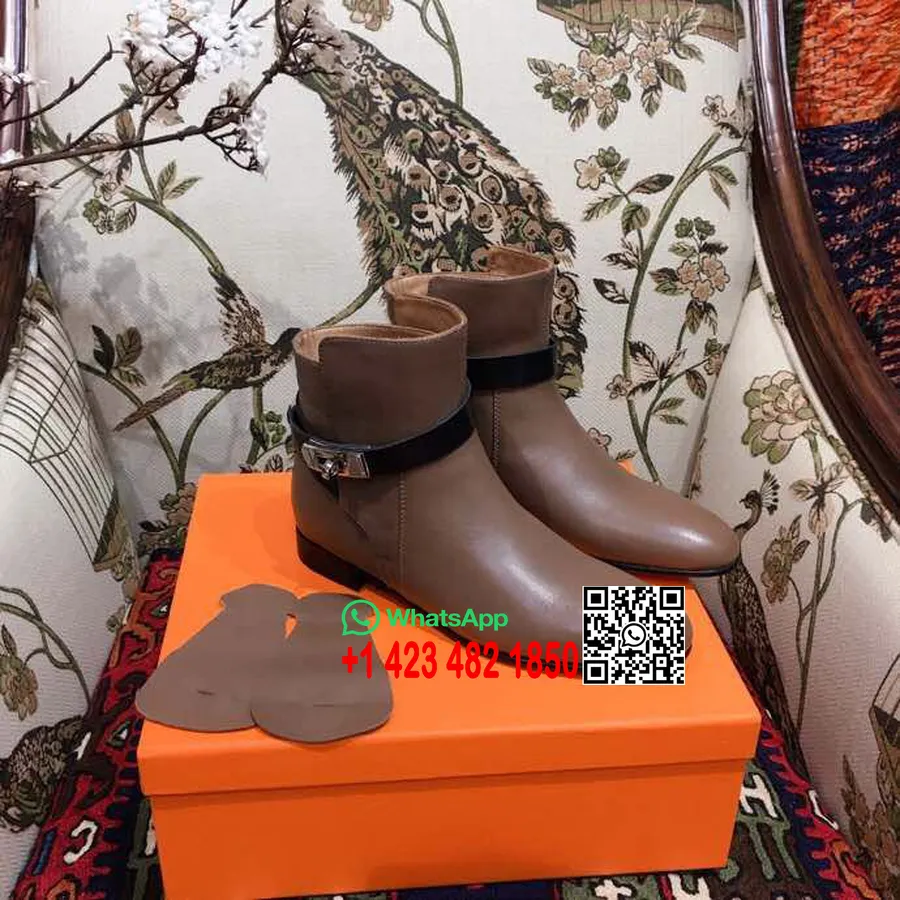 Hermes Neo Botins Couro De Bezerro Coleção Outono/inverno 2018, Taupe/preto