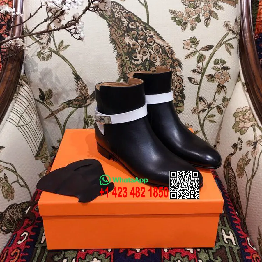 Botins Hermes Neo Em Couro De Bezerro Coleção Outono/inverno 2018, Preto/branco