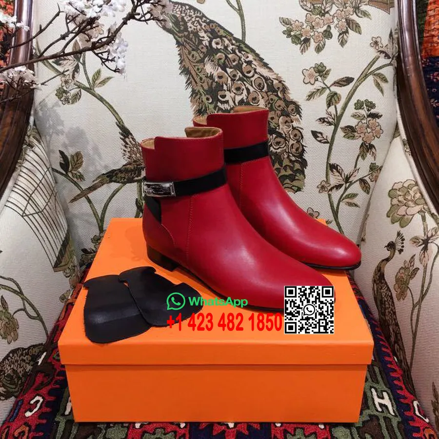 Botins Hermes Neo Em Couro De Bezerro Coleção Outono/inverno 2018, Vermelho/preto