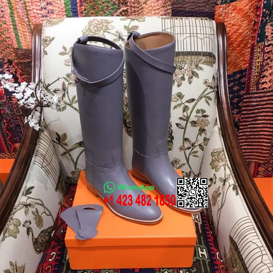 Hermes Kelly Botas De Salto De Couro De Bezerro Coleção Outono / Inverno 2018, Cinza