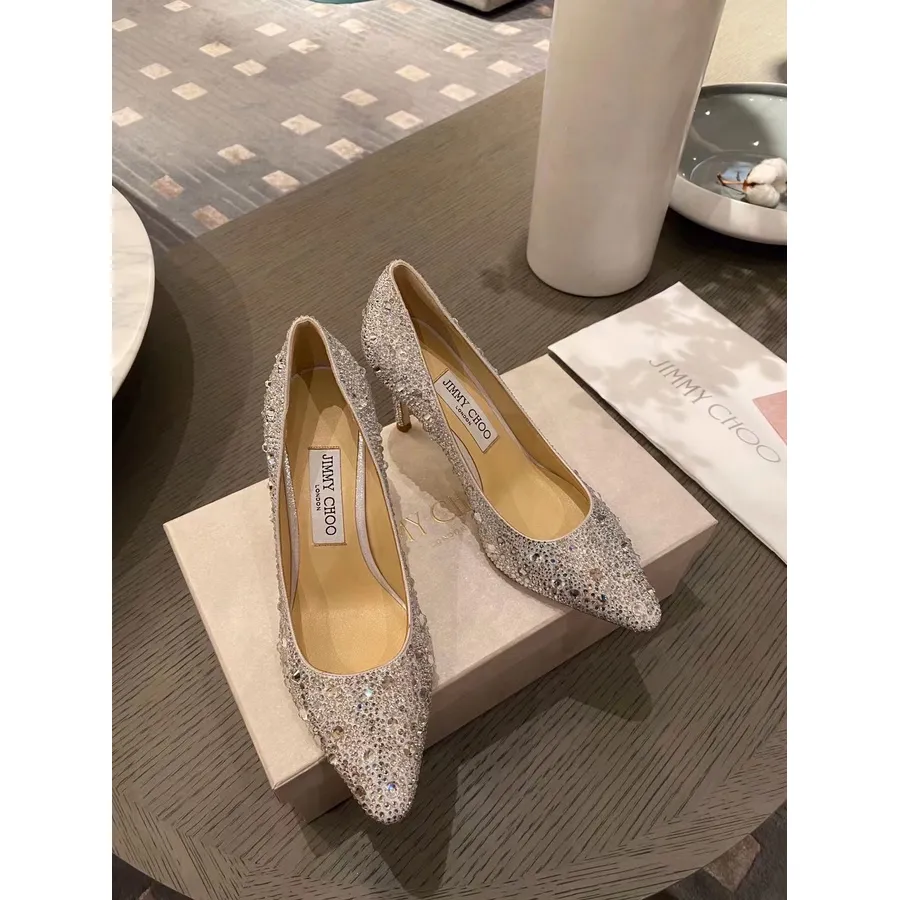 Jimmy Choo Kristal Taşlı Toplanan Dana Deri Sonbahar/kış 2021 Koleksiyonu, Gümüş