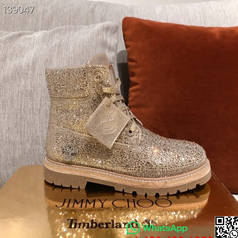 Jimmy Choo X Timberland Kristal Taşlı Yarım Bot Sonbahar/Kış 2020 Koleksiyonu, Şampanya