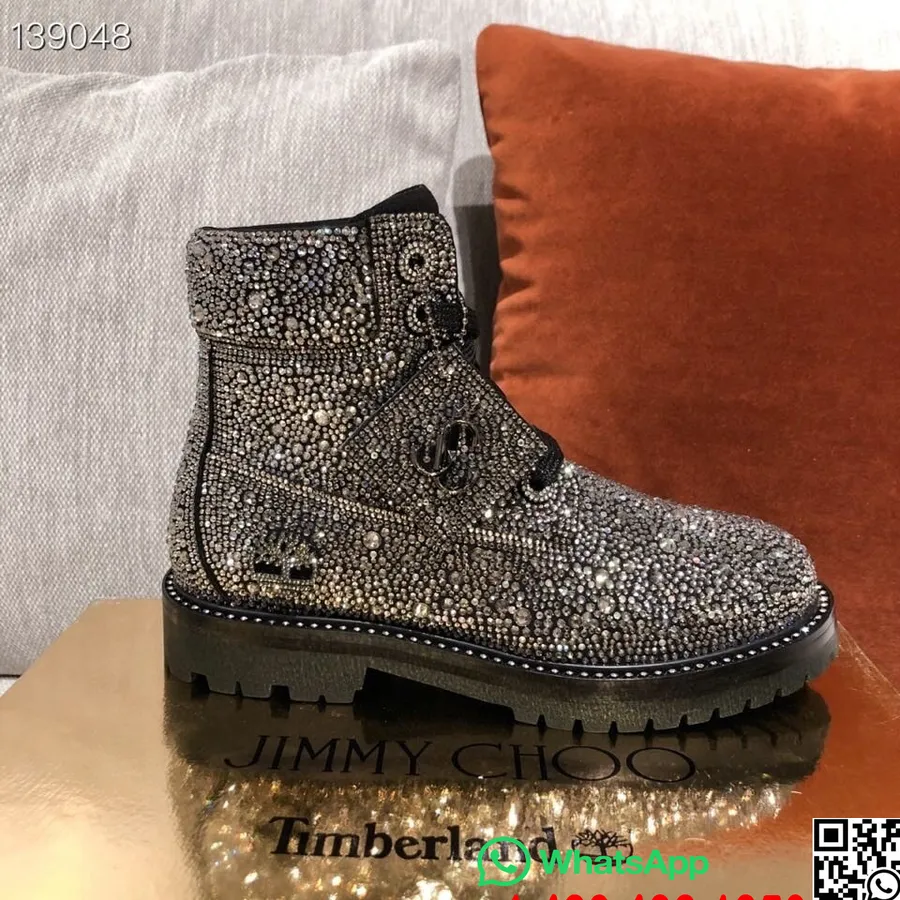 Jimmy Choo X Timberland Kristalno Okrašeni Gležnjarji Kolekcija Jesen/zima 2020, črni