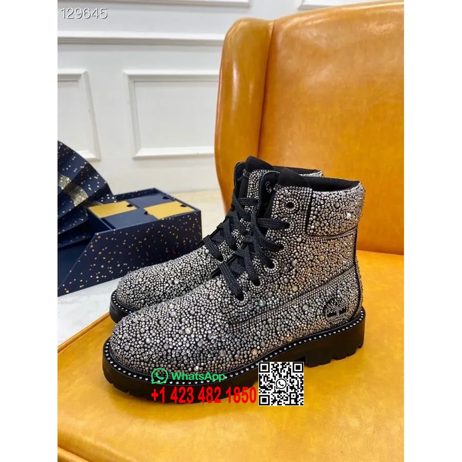 Jimmy Choo X Timberland Kristal Taşlı Yarım Bot Sonbahar/kış 2020 Koleksiyonu, Siyah