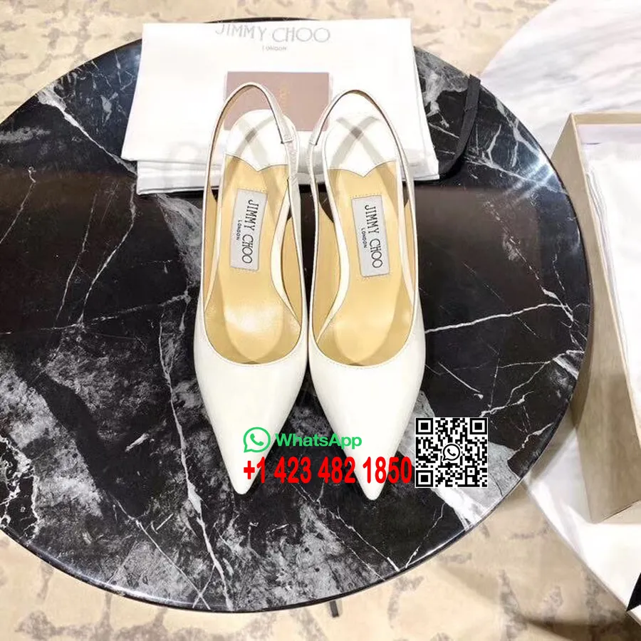 Jimmy Choo Ivy 85mm Slingback Pumps Kulit Paten Koleksi Musim Semi/musim Panas 2020, Putih