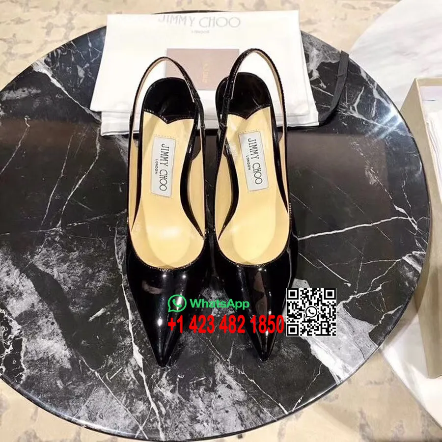 Jimmy Choo Ivy 85mm Slingback Pumps Koleksi Musim Semi/musim Panas 2020 Kulit Paten, Hitam