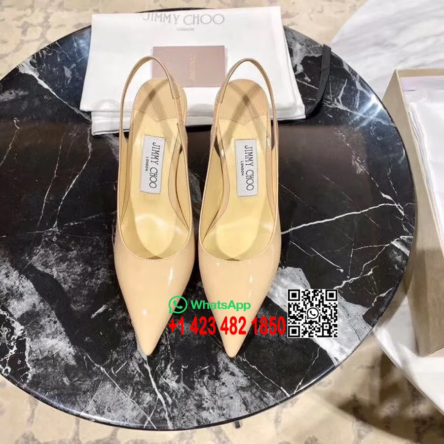 Jimmy Choo Ivy 85mm Slingback Pumps Koleksi Musim Semi/musim Panas 2020 Kulit Paten, Krem