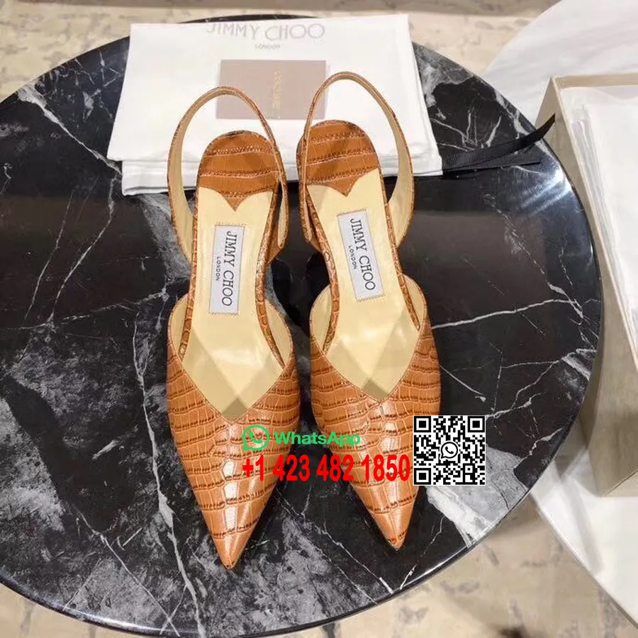 Jimmy Choo Ivy 85mm Slingback Pumpas Kroka Reljefi Teļa āda Pavasara/vasaras 2020 Kolekcija, Brūna