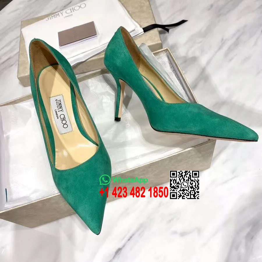 Jimmy Choo Romy Suede Point-Toe Pumps 100mm Suede Leather Spring/Summer 2020 Collection, Emerald