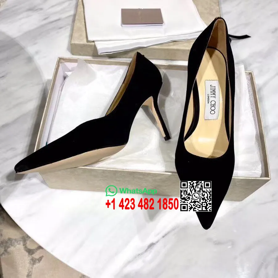 Jimmy Choo Romy Suede Point-toe Pumps Koleksi Musim Semi/musim Panas 2020 Kulit Suede 100mm, Hitam