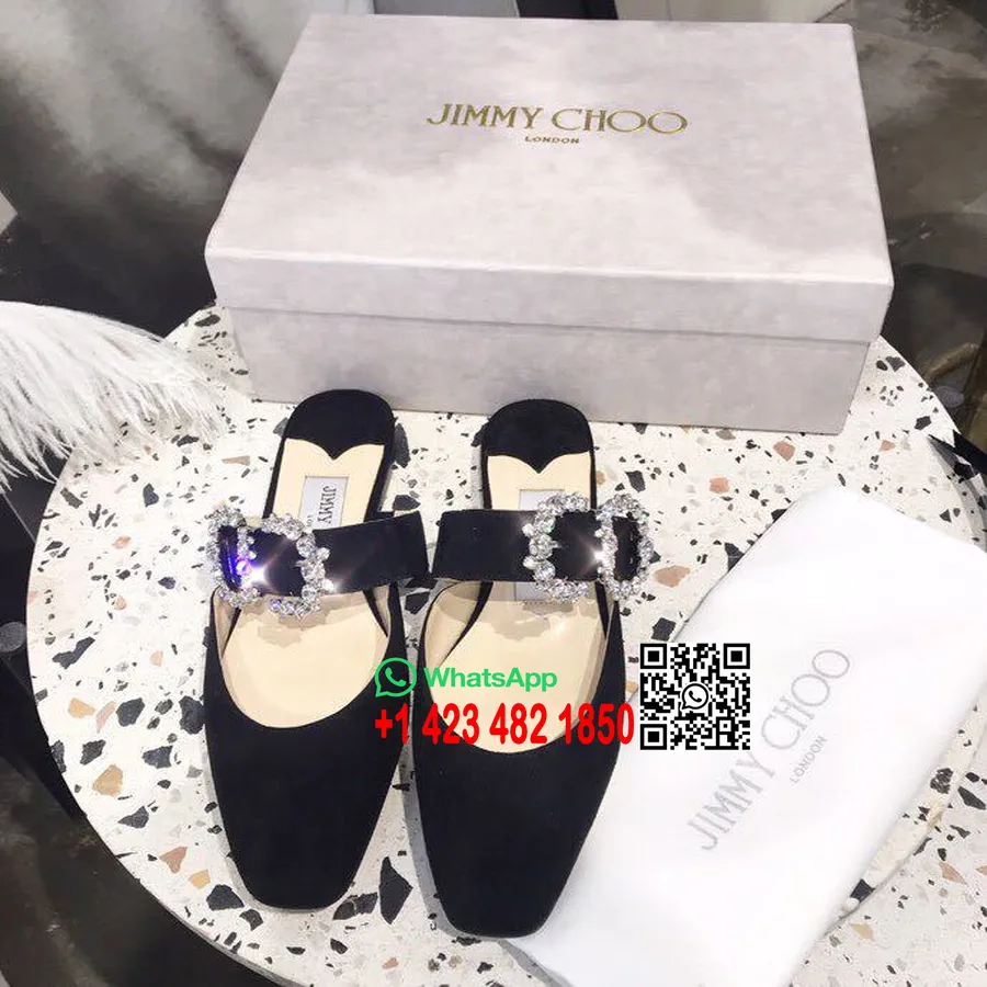 Jimmy Choo Goodwin Balerina Mules велурена кожа колекция пролет/лято 2019, черни