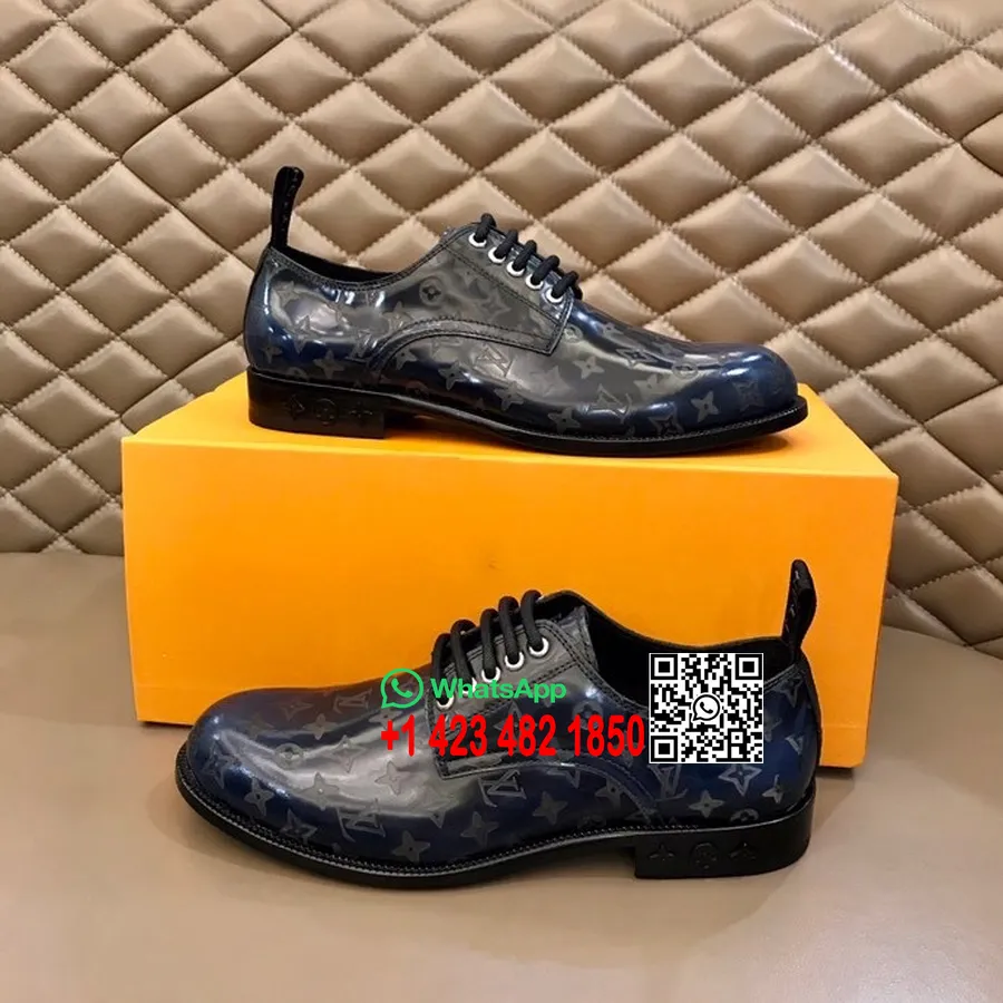 Zapatos Louis Vuitton Derby Con Cordones Para Hombre, Colección Primavera/verano 2022, Azul Medianoche