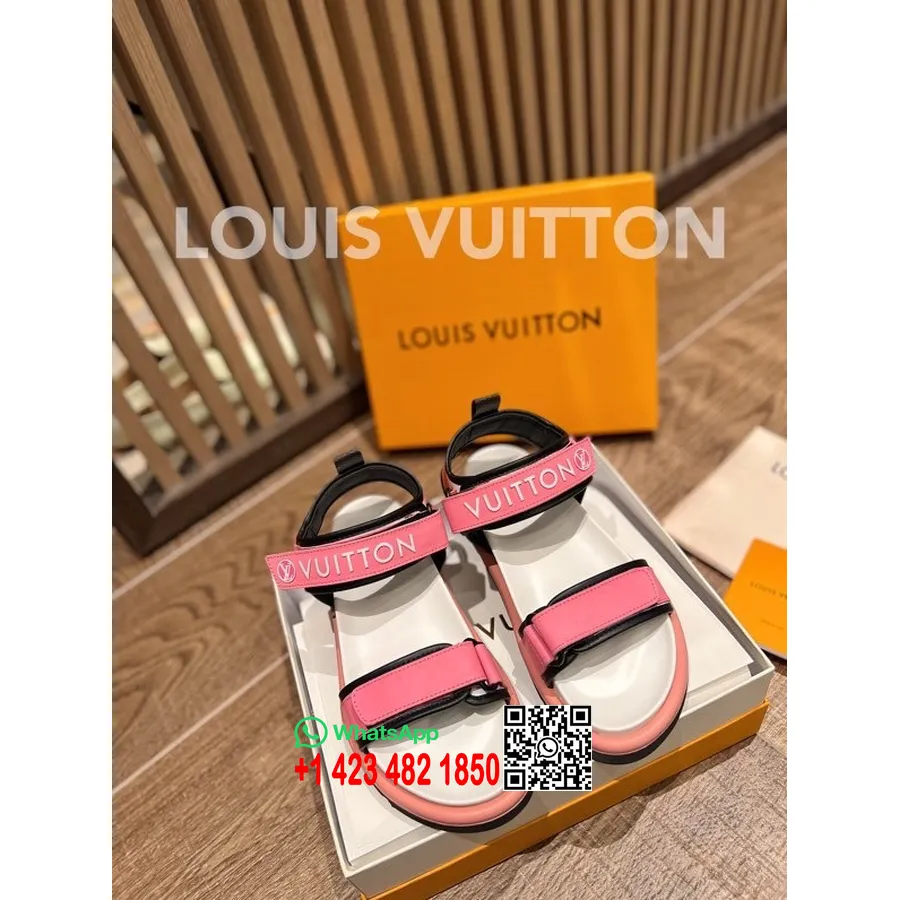 Louis Vuitton μαξιλάρι πισίνας άνετα σανδάλια άνοιξη/καλοκαίρι 2022 συλλογή 1a9ocu, ροζ/μαύρο