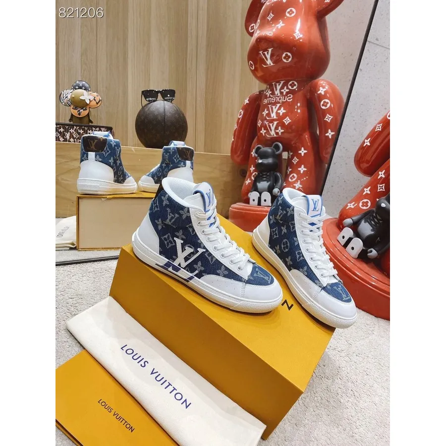 Louis Vuitton Charlie High-top Sneakers Forår/sommer 2022 Kollektion, Hvid/blå