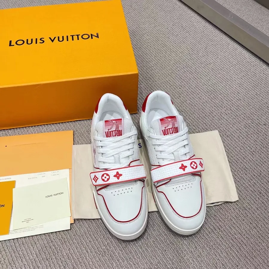 Louis Vuitton Trainer Spor Ayakkabı Monogram Kanvas Dana Deri Sonbahar/kış 2021 Koleksiyonu 1a98uz, Kırmızı