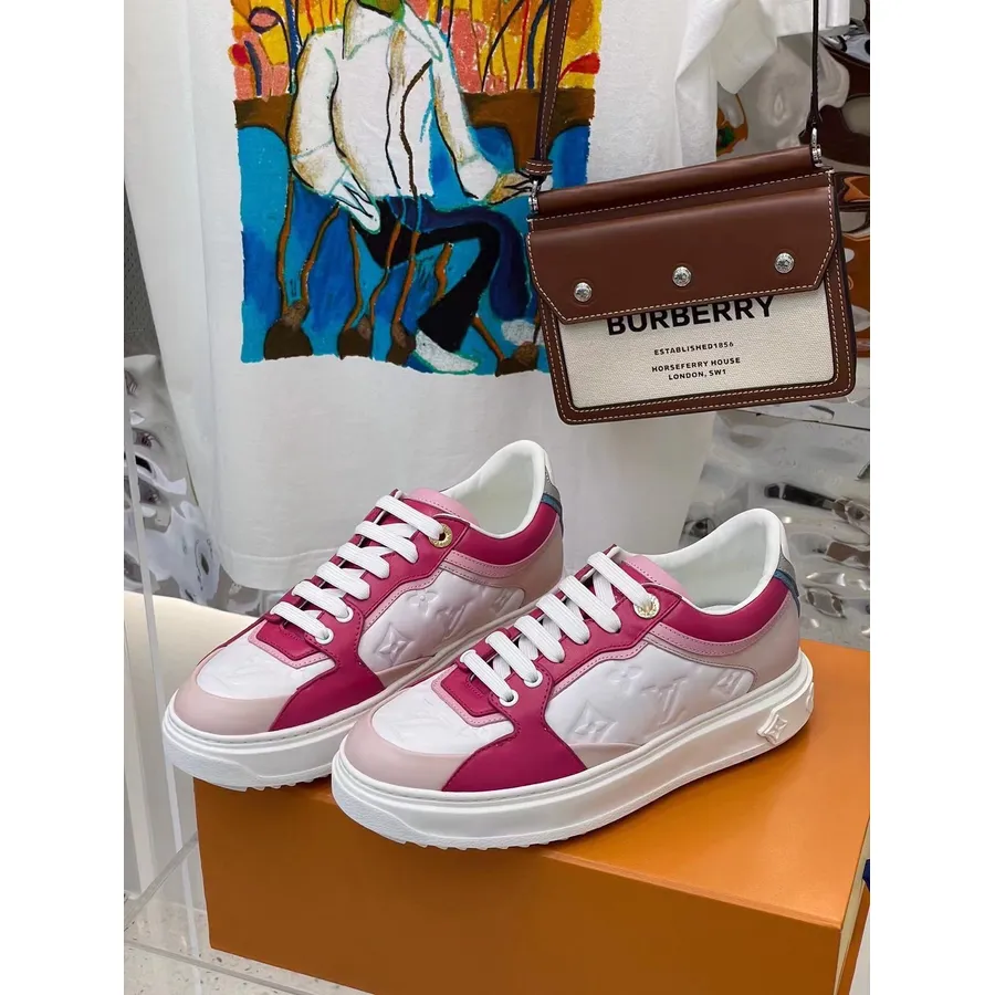 Adidași Louis Vuitton Time Out Low Top, Piele De Vițel Monogram Canvas, Colecția Toamnă/iarna 2021 1a8vu6, Multi Roz închis