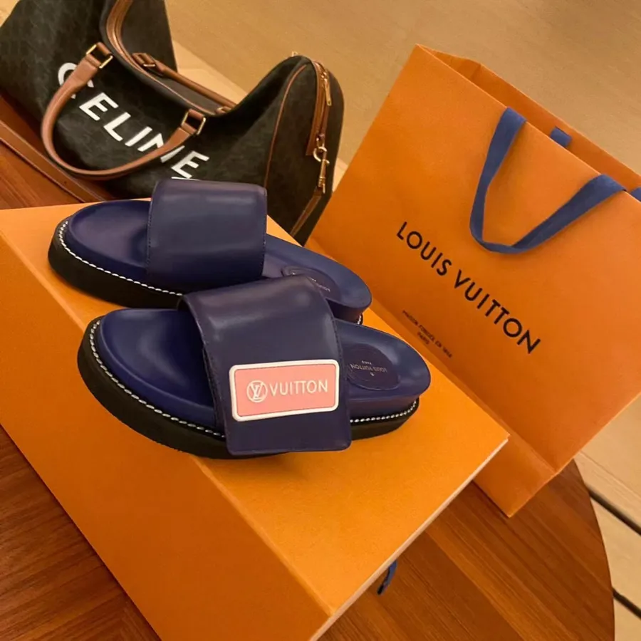 Louis Vuitton Pool Pillow Sandalias Cómodas Piel De Becerro Colección Otoño/invierno 2021 1a98gt, Azul Marino