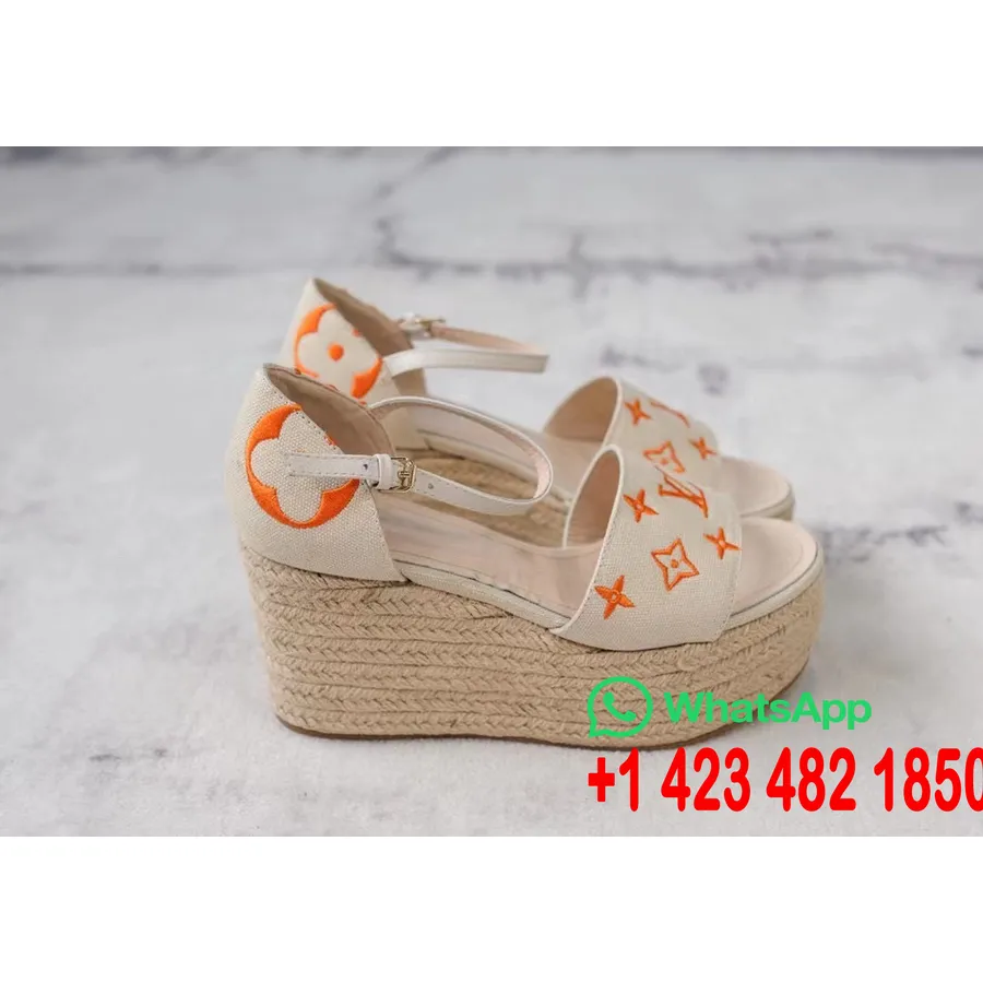 Sandale Cu Platforma Louis Vuitton Tribord Piele De Vitel Colectia Primavara/vara 2021, Bej/portocaliu