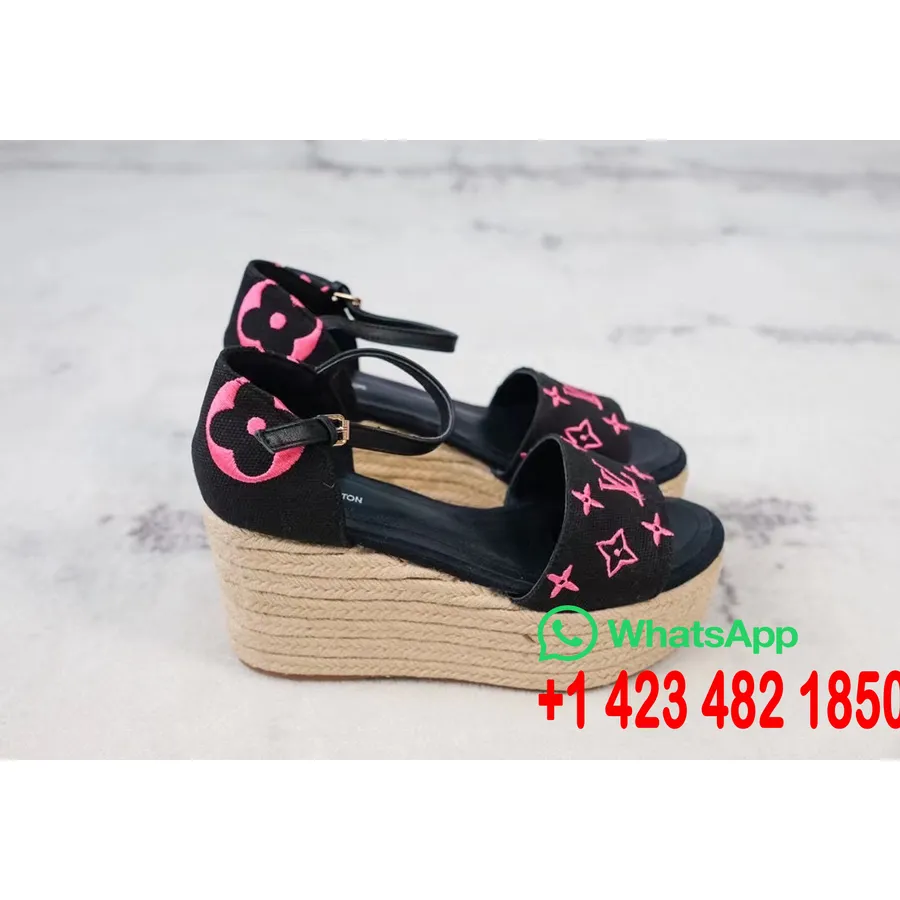 Sandale Cu Platforma Louis Vuitton Tribord Piele De Vitel Colectia Primavara/vara 2021, Negru/roz