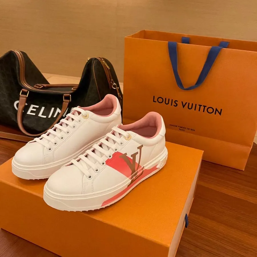 Adidași Louis Vuitton Time Out Low Top, Piele De Vițel Monogram Canvas, Colecția Toamnă/iarna 2021 1a95bo, Roz