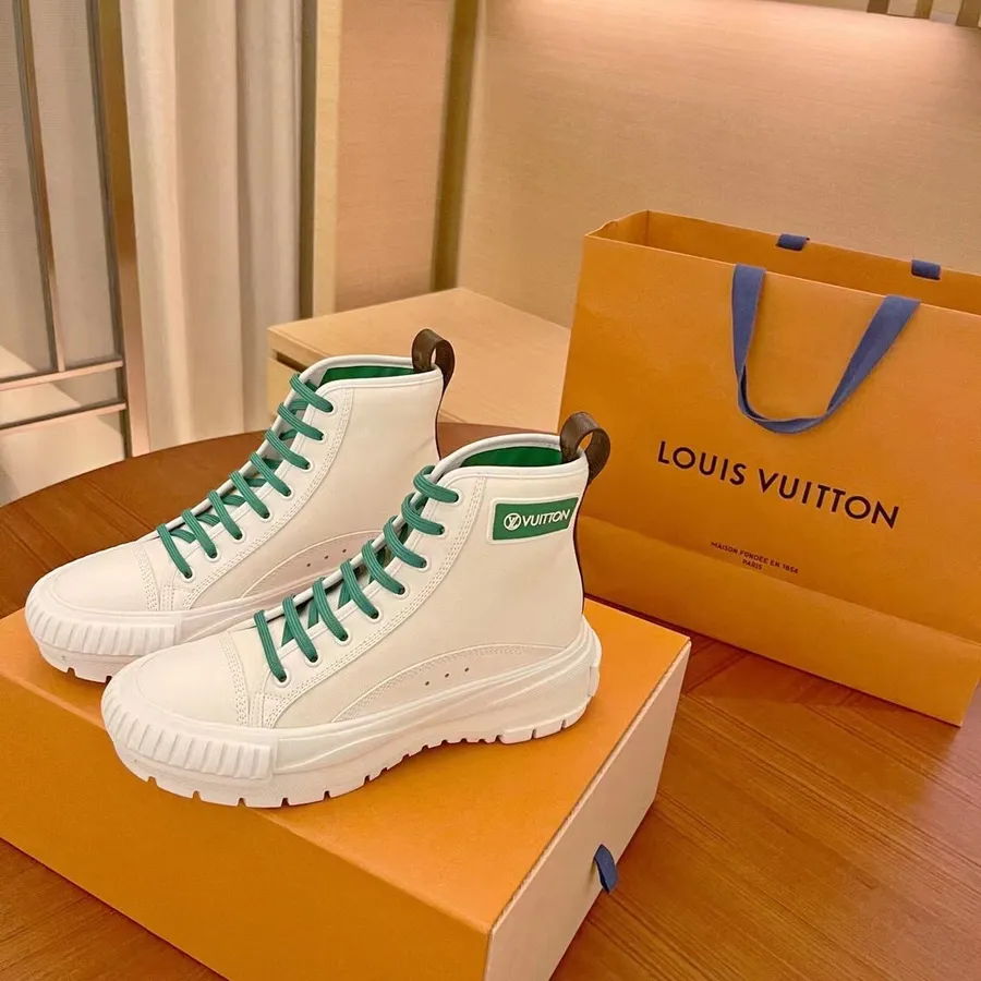 Adidași Louis Vuitton High Top Squad Piele De Vițel Colecția Toamnă/iarna 2021 1a9405, Alb/verde