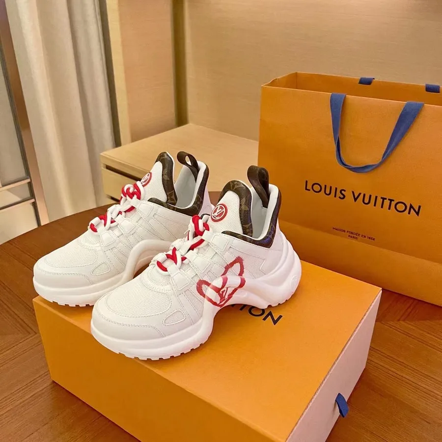 Adidasi Louis Vuitton Archlight Piele De Vitel Colectia Primavara/vara 2021 1a93xa, Alb/rosu