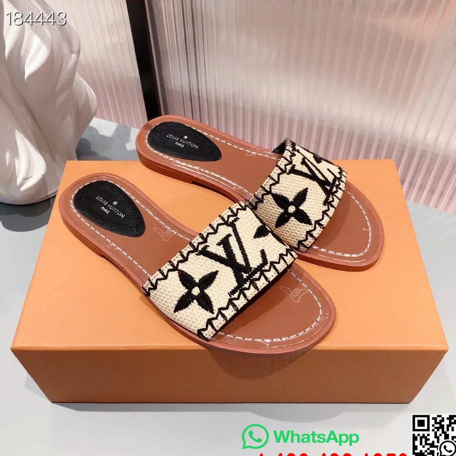 Louis Vuitton Raffia Lock It Mule Sandalen Frühjahr/Sommer 2021 Kollektion, Schwarz