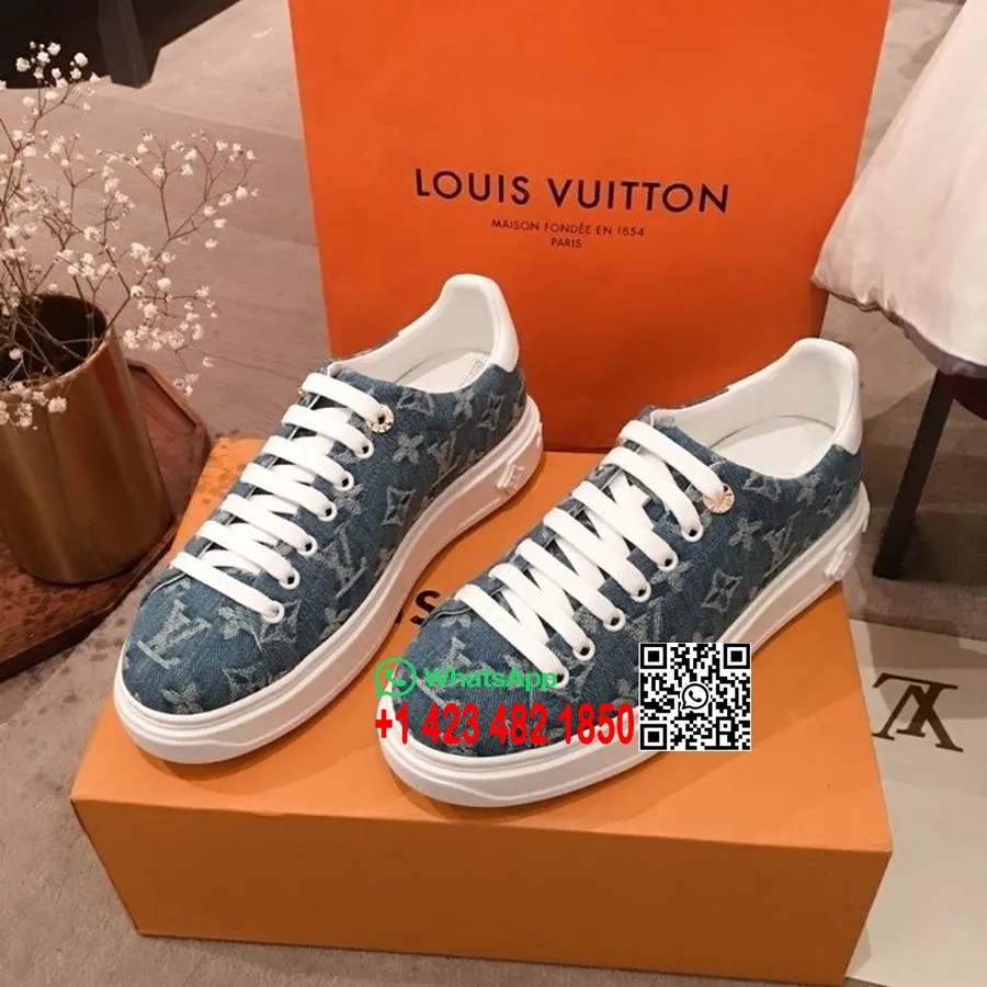 Louis Vuitton Time Out Low Top Sneakers τζιν μονόγραμμα από δέρμα μοσχαριού συλλογή φθινόπωρο/χειμώνας 2020, τζιν μπλε