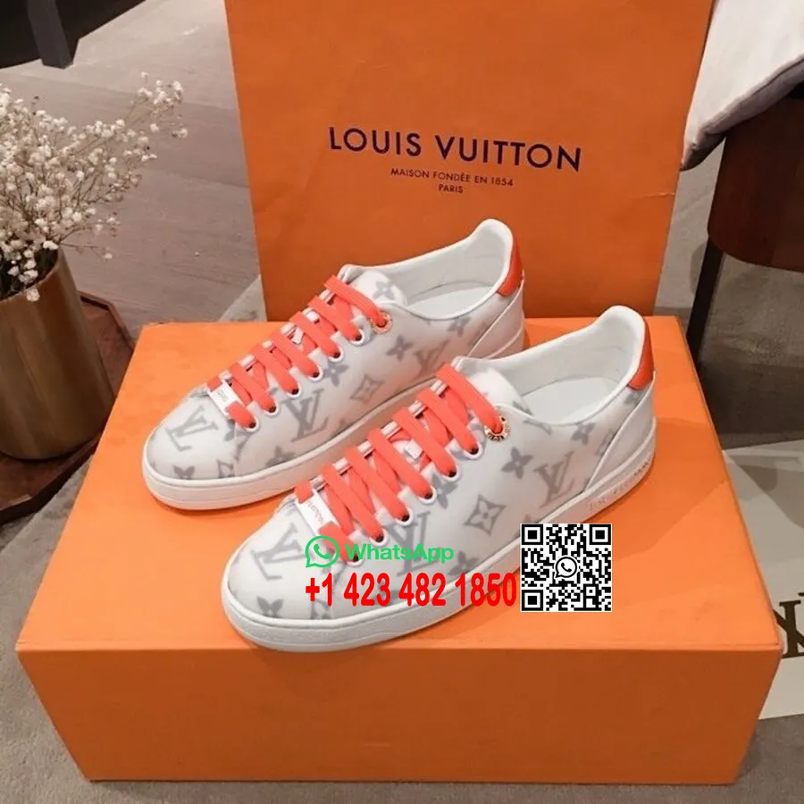 Adidasi Louis Vuitton Frontrow Piele De Vitel Colectia Toamna/iarna 2020 1b87cd, Portocaliu/alb