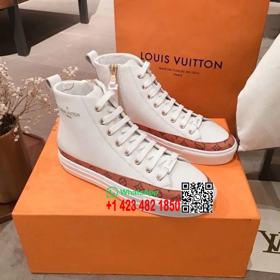 Louis Vuitton Tähtien Hi-top Lenkkarit Vasikannahkainen Nahka Kevät/kesä 2020 Kokoelma 1a87f3, Rusketus/valkoinen