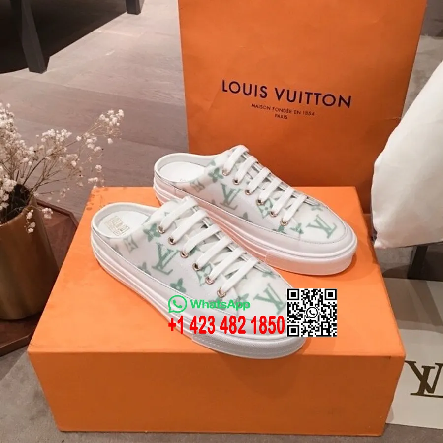 Louis Vuitton Stellar Mule Tenisky Teletinová Kůže Kolekce Jaro/léto 2020 1a87f3, Zelená/bílá