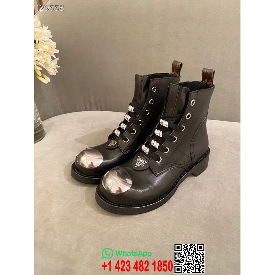 Louis Vuitton Metropolis Flat Ranger Boots Kalvskinn Läder Höst/vinter 2020 Kollektion 1a64vo, Svart