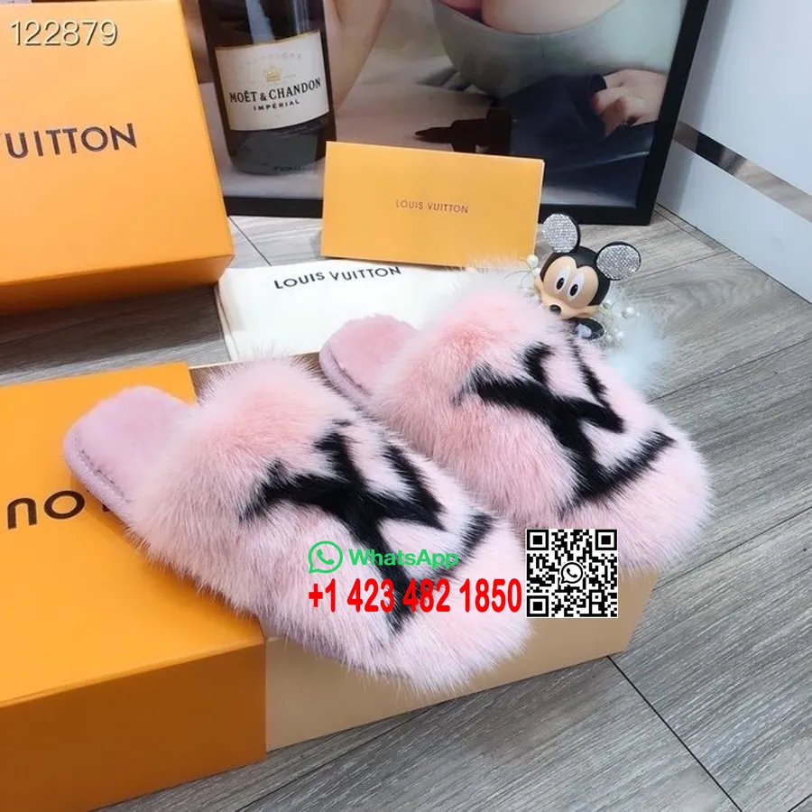 Louis Vuitton LV Suite Flat Mules Mink Fur Fall/Winter 2020 Collection 1A5T0P, Pink