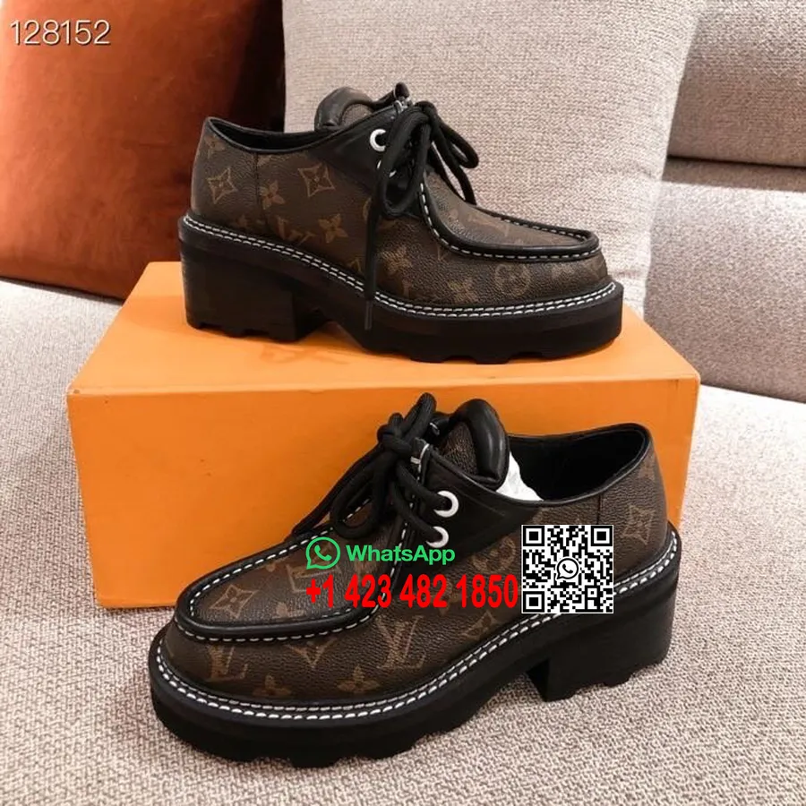 Pantofi Derby Louis Vuitton Beaubourg Cu Siret Monogram Din Panza/piele De Vitel Colectia Toamna/iarna 2020, Maro