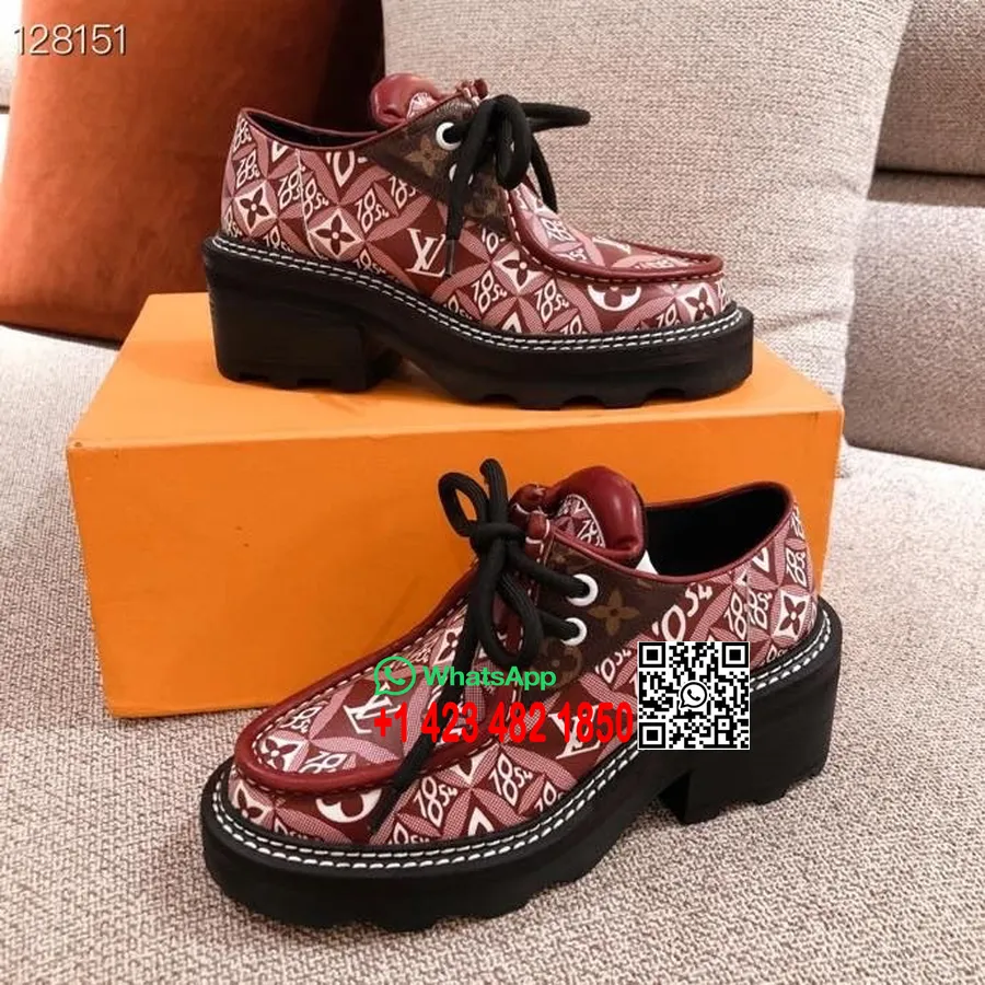 Louis Vuitton Since 1854 Beaubourg Pantofi Derby Cu Siret Piele De Vitel Colectia Toamna/iarna 2020, Visiniu