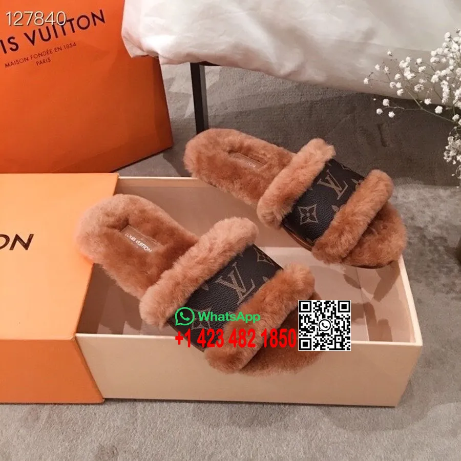 Louis Vuitton Lock It Szőrme Szandál Monogram Vászon ősz/tél 2020 Kollekció 1a8770, Barna