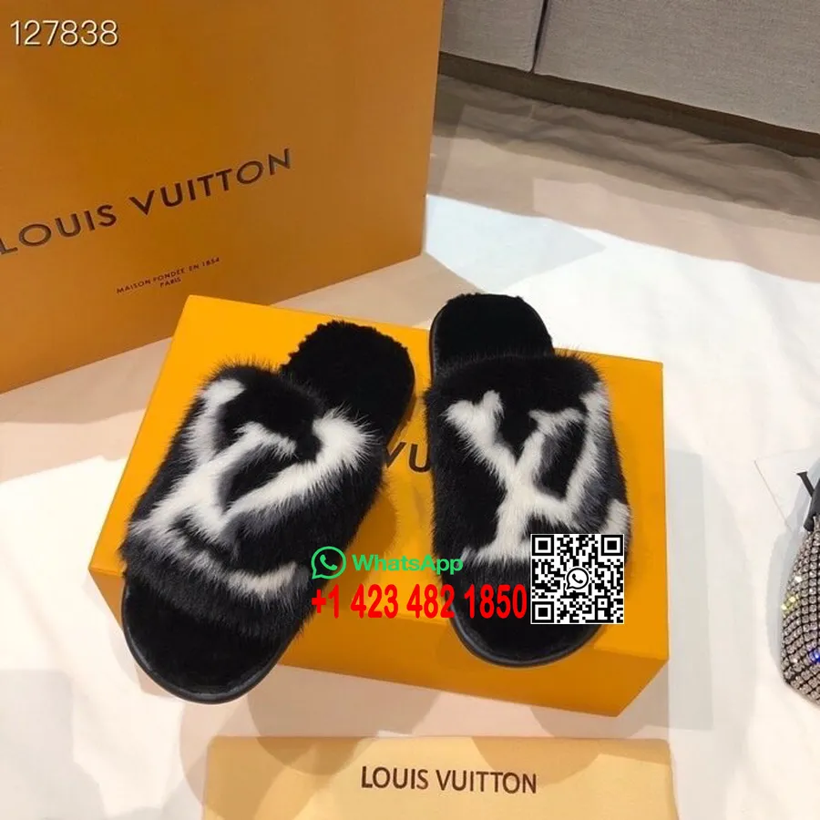 Louis Vuitton Homey Flat Mules Mink Fur Fall/Winter 2020 Collection 1A5SZI, Noir