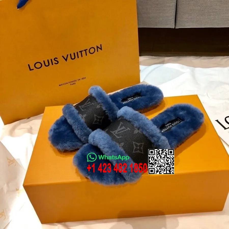 Louis Vuitton кожен сандал монограм канава колекция есен/зима 2020 г., син