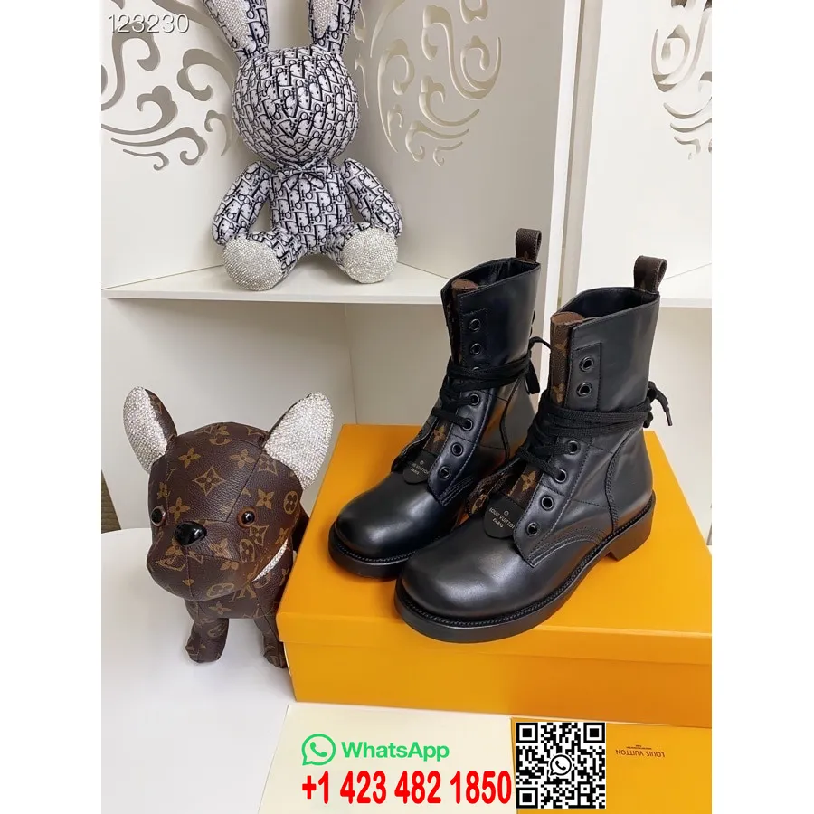 Louis Vuitton Metropolis Flat Ranger Boots από δέρμα μοσχαριού φθινόπωρο/χειμώνας 2020 συλλογή 1a64v9, μαύρο