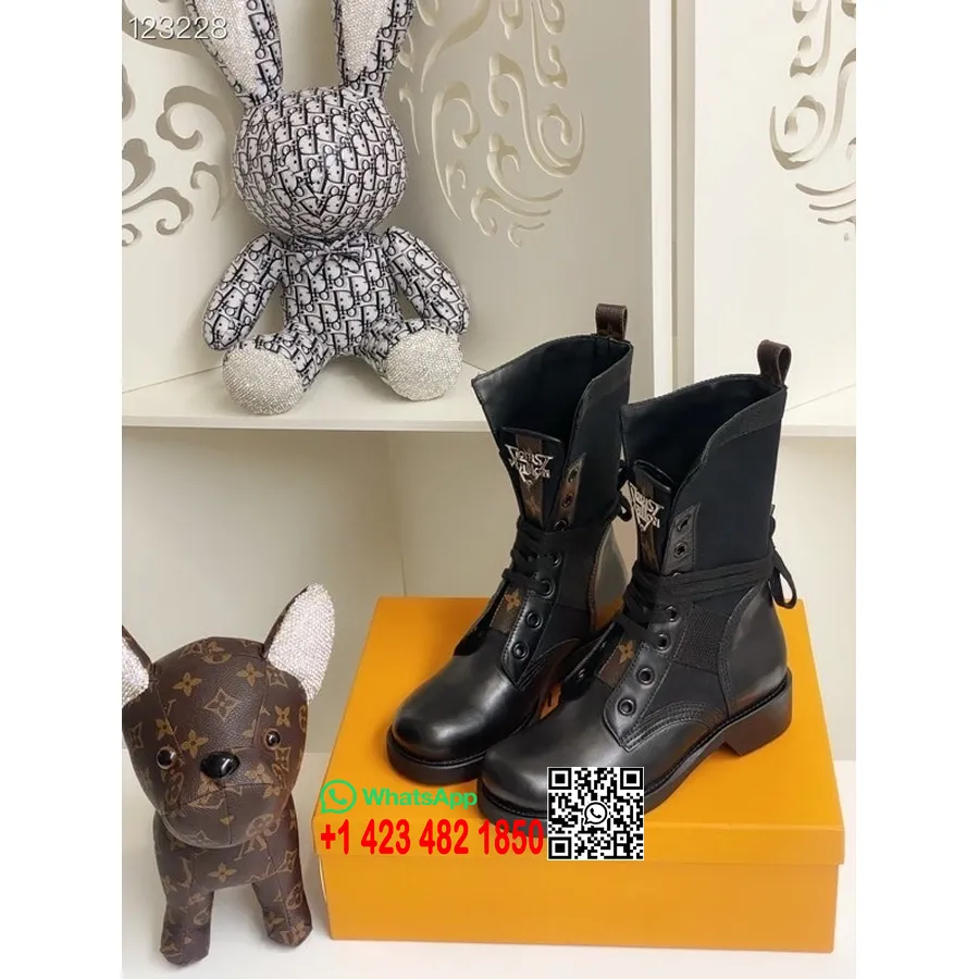 Louis Vuitton Metropolis Flat Ranger Boots από δέρμα μοσχαριού φθινόπωρο/χειμώνας 2020 συλλογή 1a64v9, μαύρο