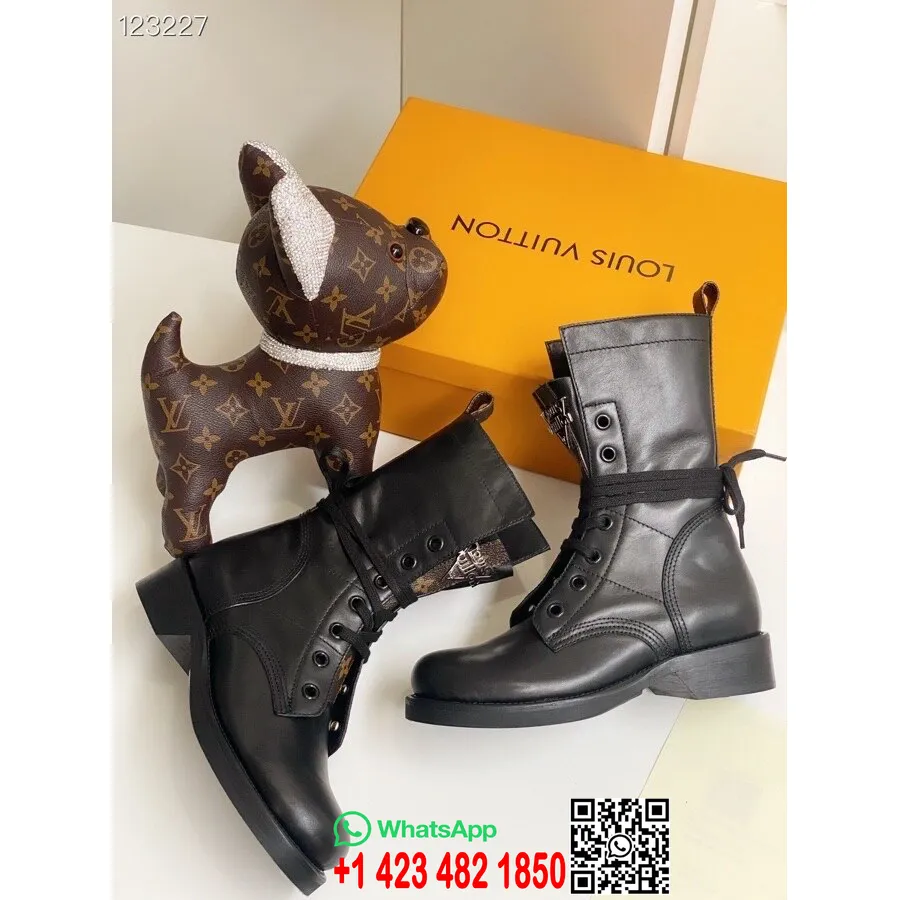 Louis Vuitton Metropolis Flat Ranger Boots από δέρμα μοσχαριού φθινόπωρο/χειμώνας 2020 συλλογή 1a64v9, μαύρο