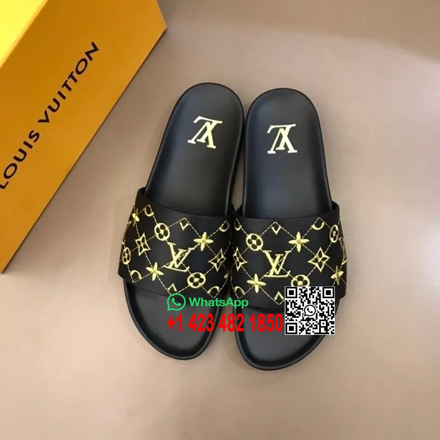 Louis Vuitton мъжки сандали монограм канава колекция пролет/лято 2020, черно/жълто